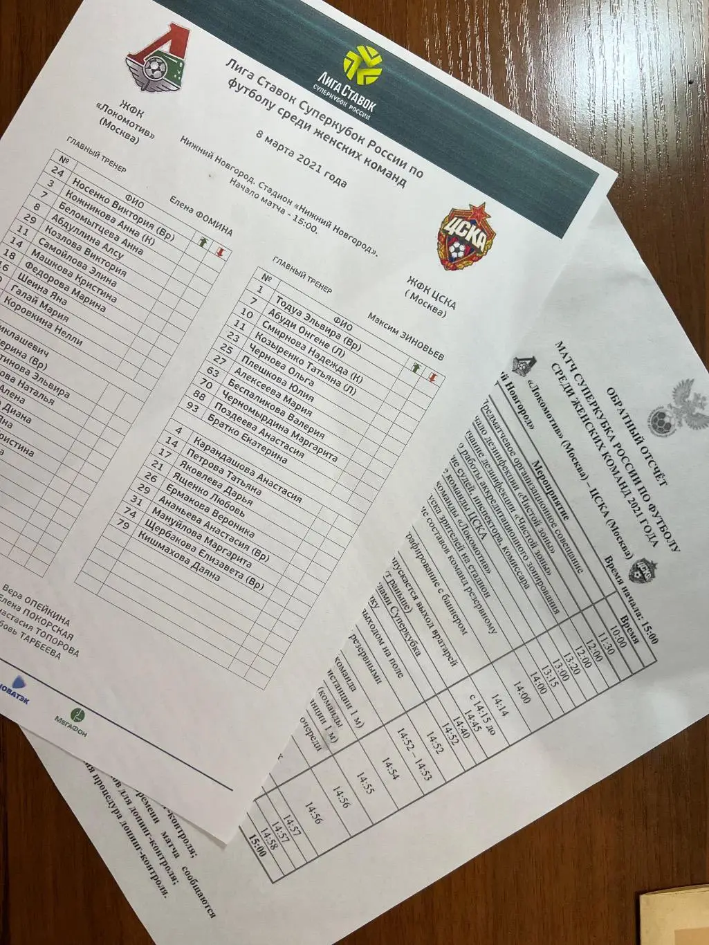 Локомотив Москва - ЦСКА - 2021 Суперкубок ЖФК протоколы