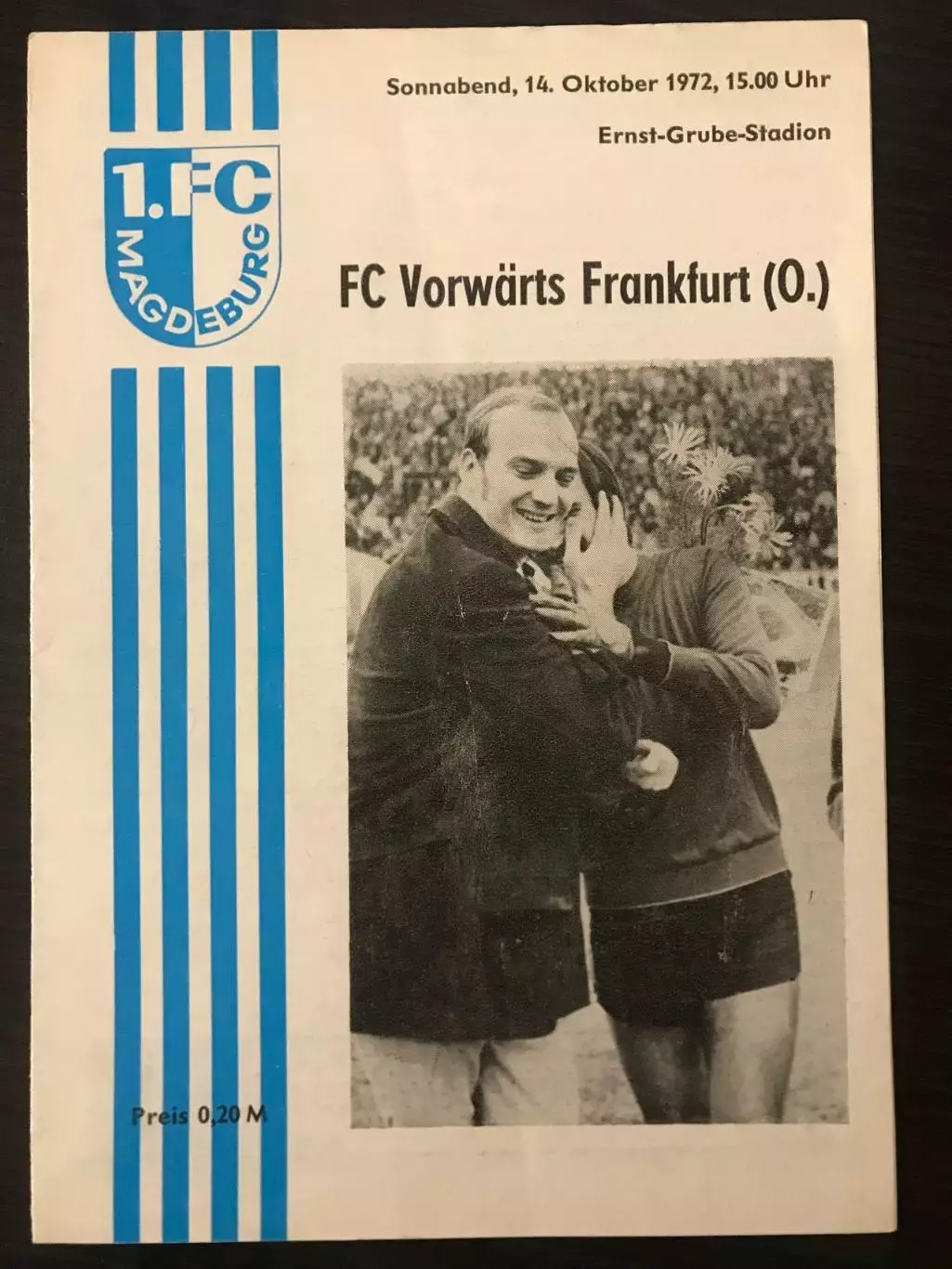 1.ФК Магдебург Форвертс Франкфурт на Одере 1972 год ГДР
