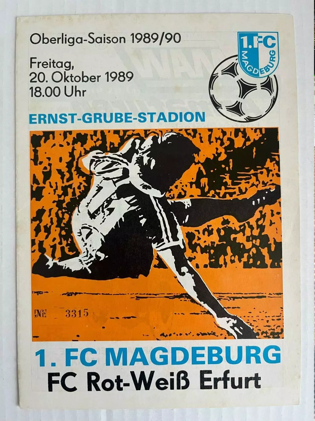 1.ФК Магдебург Рот-Вайсс Эрфурт Оберлига ГДР 1989/90