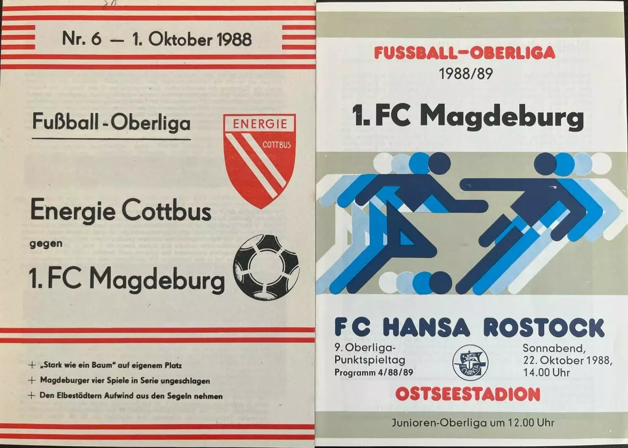 1.ФК Магдебург ГДР Оберлига 1988/89 выездные комплект 12 штук 1