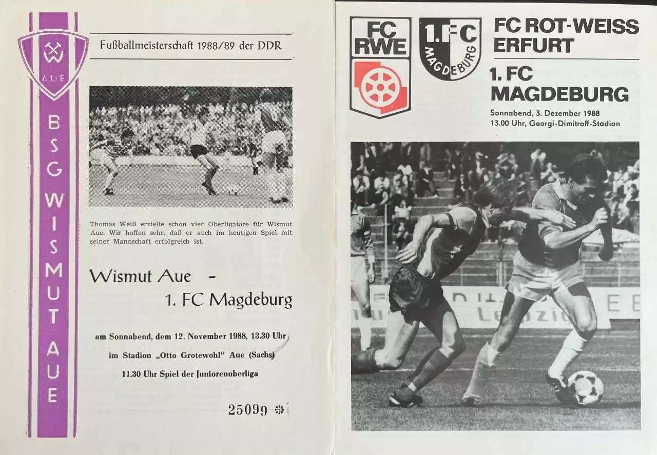 1.ФК Магдебург ГДР Оберлига 1988/89 выездные комплект 12 штук 2