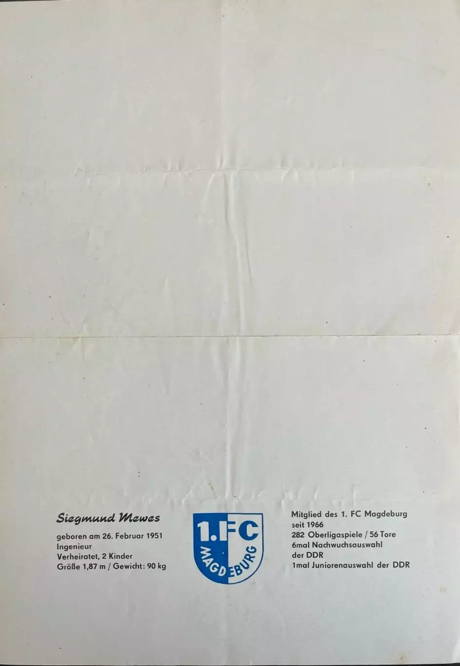 1.ФК Магдебург ГДР Сигмунд Мевес 1