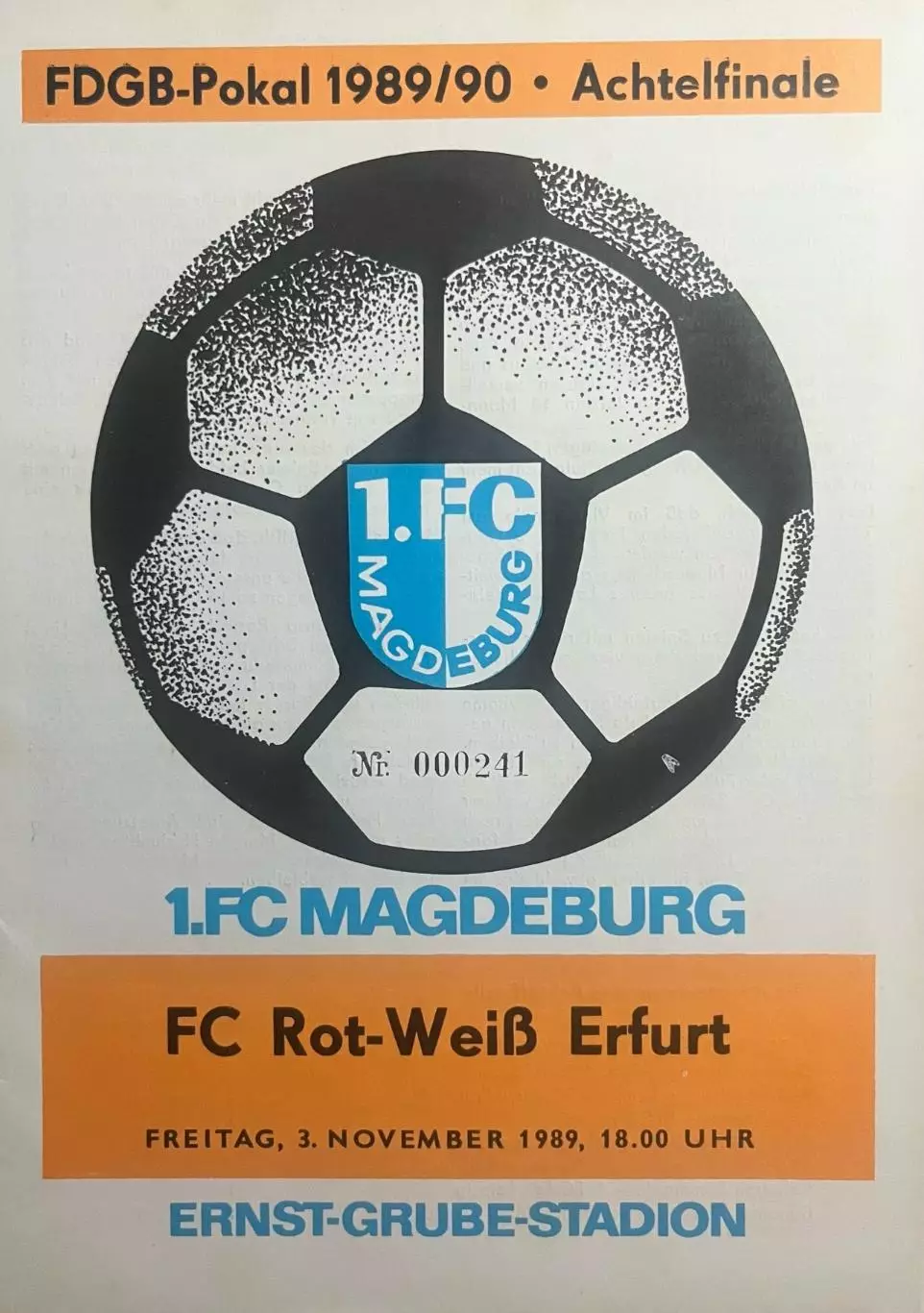 1.ФК Магдебург Рот Вайсс Эрфурт Кубок ГДР 1989/90