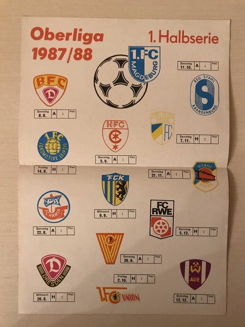 1.ФК Магдебург вкладыш с программы сезон 1987/88