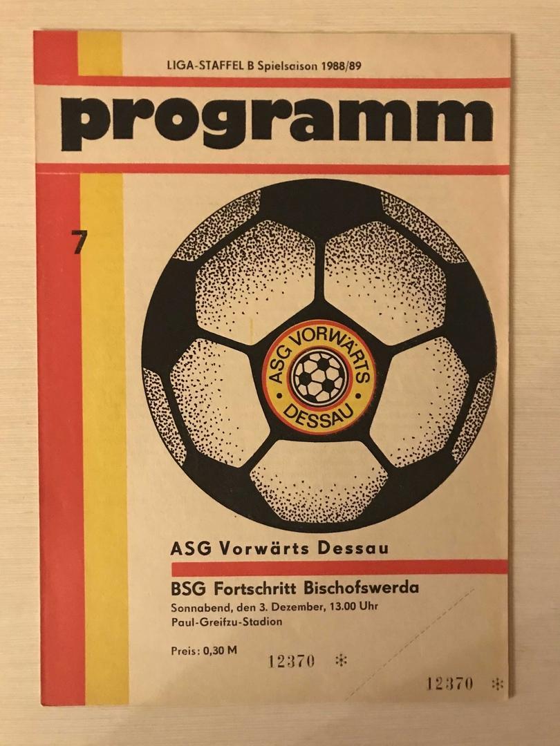 Форвертс Дессау Фортшритт Бишоверда Чемпионат ГДР сезон 1988/89