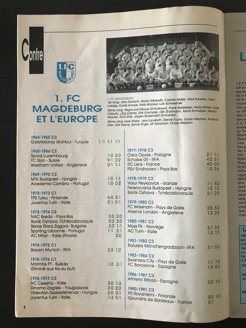 Бордо Франция 1.ФК Магдебург Кубок УЕФА 1991 год 1