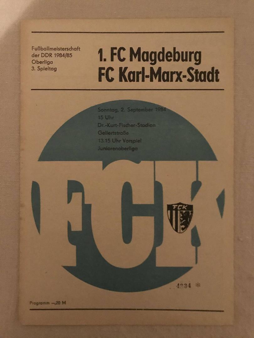 ФК Карл-Маркс Штадт 1.ФК Магдебург Оберлига ГДР 1984/85