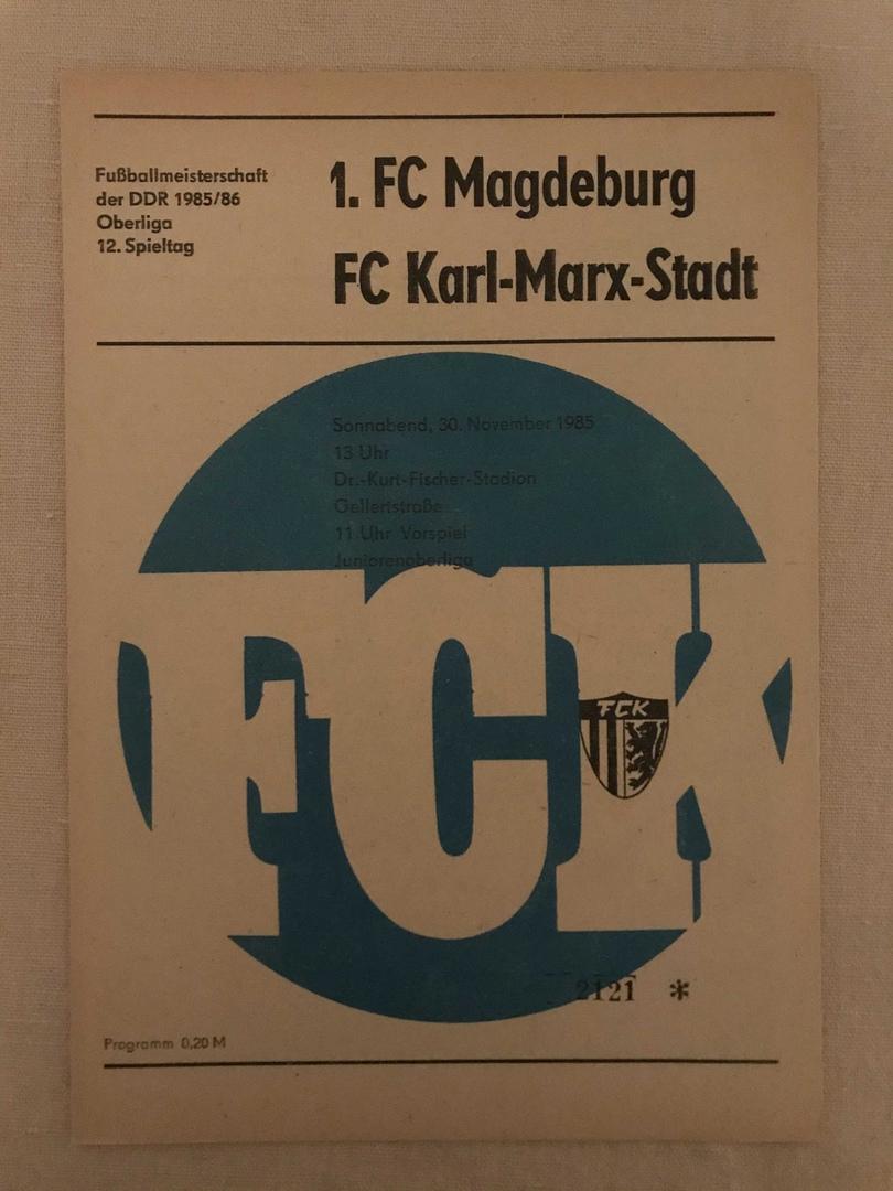 ФК Карл-Маркс Штадт 1.ФК Магдебург Оберлига ГДР 1985/86