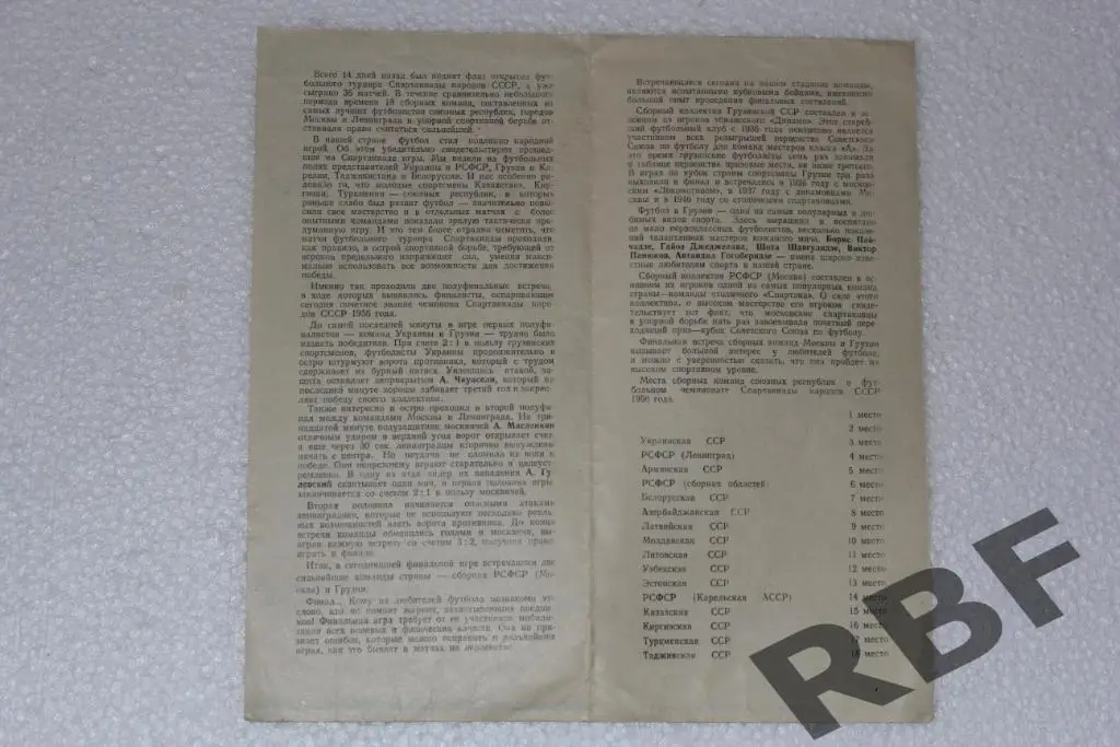 Сборная РСФСР(Москва)-Сборная Грузинской ССР,Спартакиада,16 августа 1956,финал 2