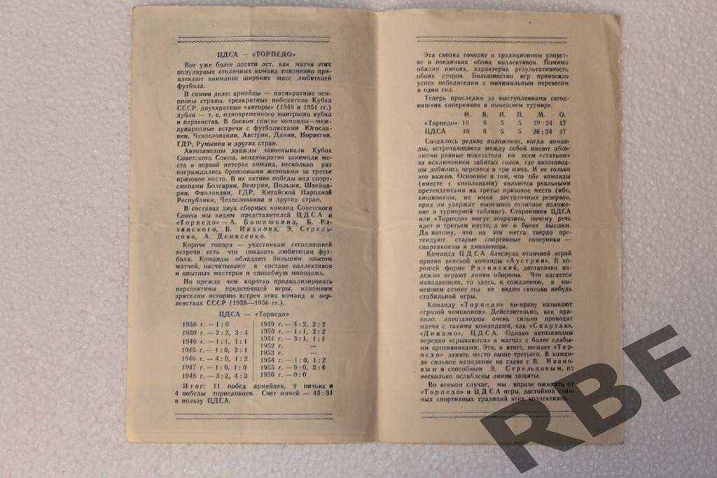 ЦДСА-Торпедо Москва,26 августа 1956 2