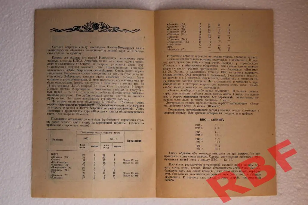 ВВС (Москва) - Зенит (Ленинград),29 июня 1951 2