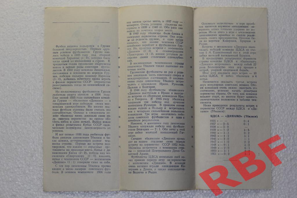 Динамо Тбилиси - ЦДСА,9 августа 1952 2