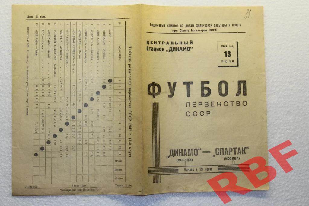 Динамо Москва - Спартак Москва,13 июня 1947 1