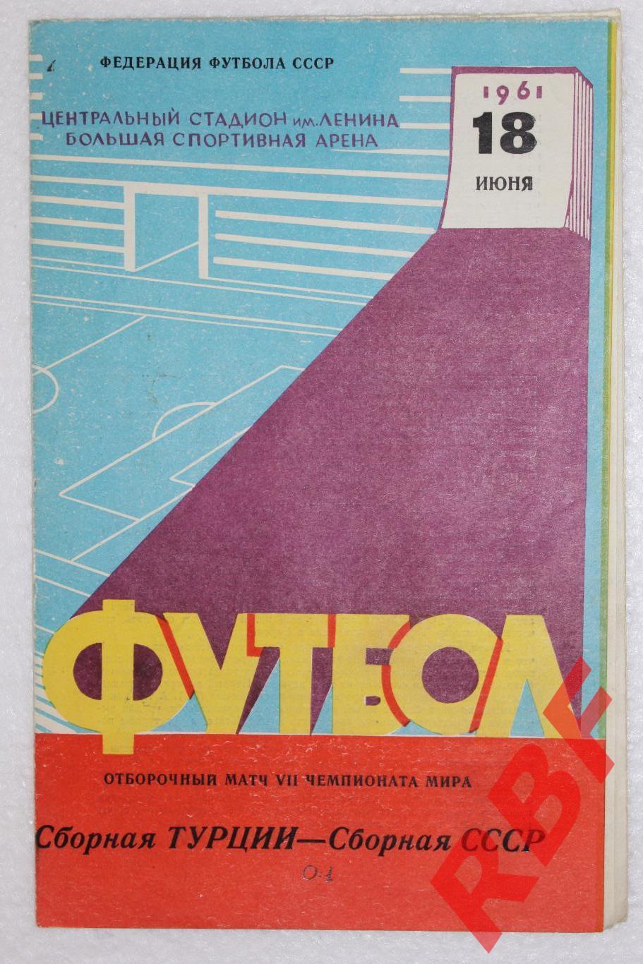 Сборная Турции - Сборная СССР,18 июня 1961.Отборочный матч чемпионата мира