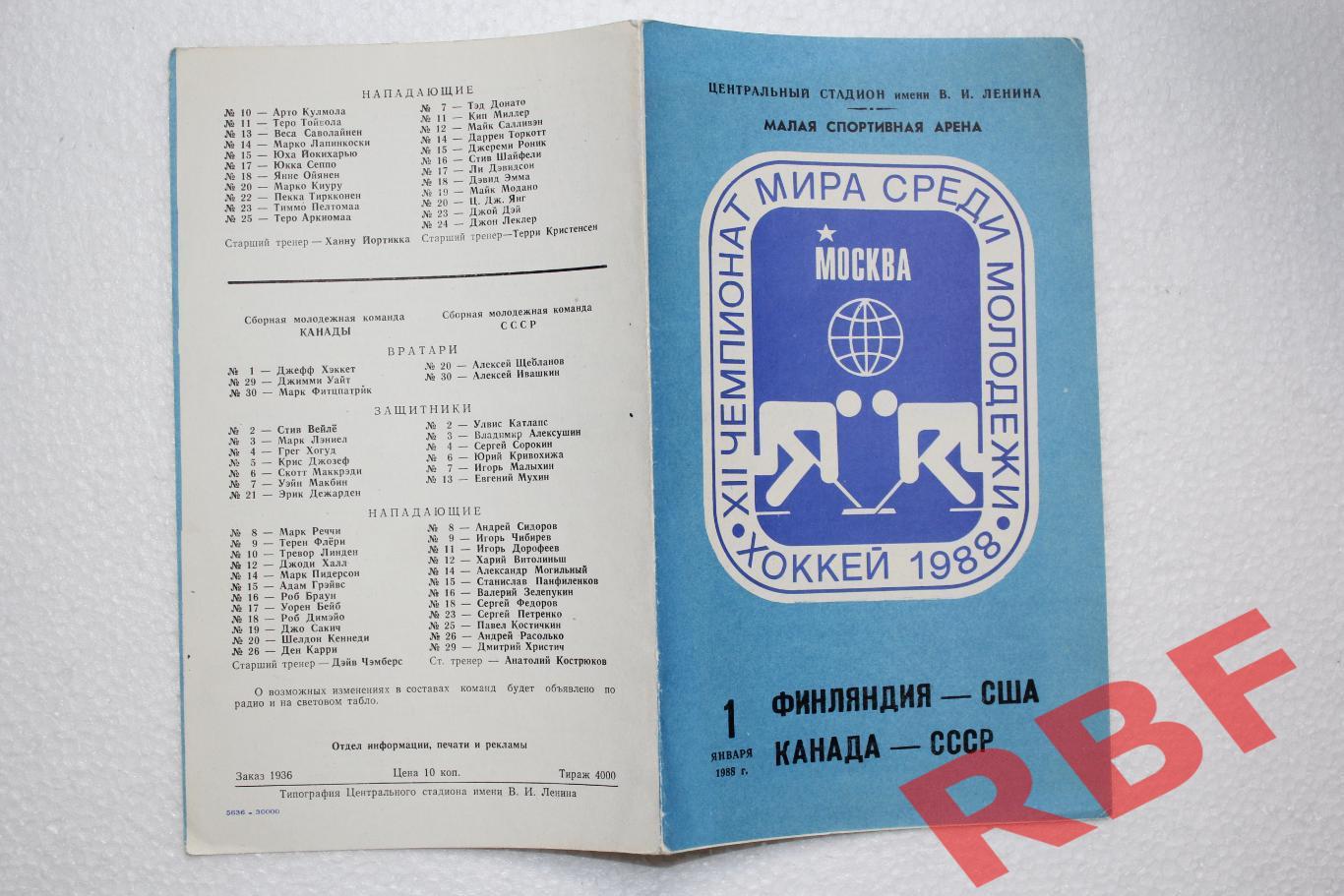 Молодежный Чемпионат мира 1988 Финляндия - США,Канада - СССР,1 января 1988 1