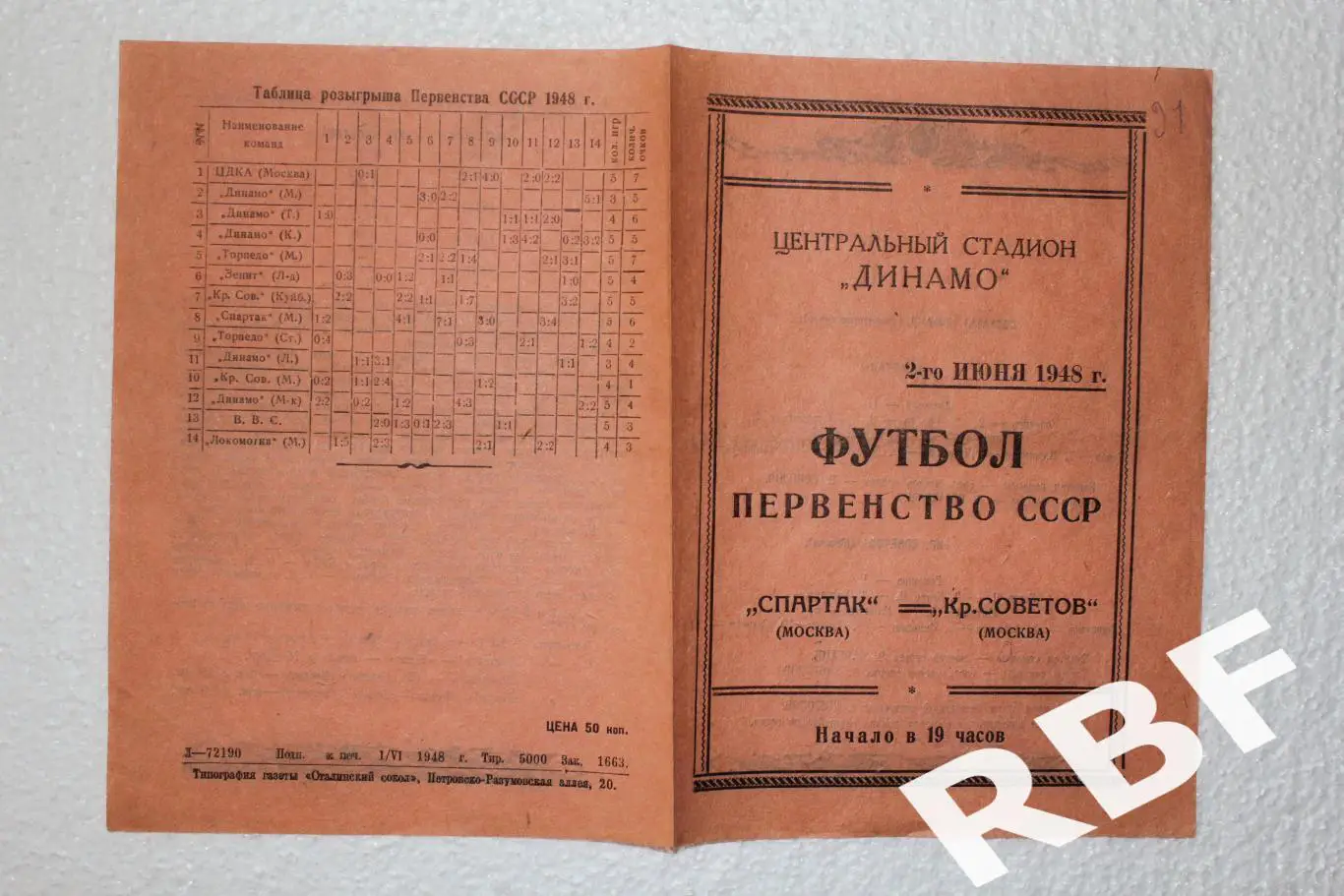 Спартак Москва - Крылья Советов (Москва),2 июня 1948 1