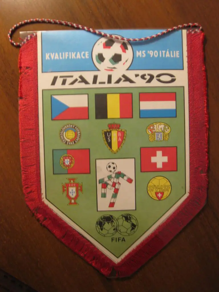 вымпел - футбол - чемпионат - мира - 1990 - чехословакия, португалия, швейцарая,