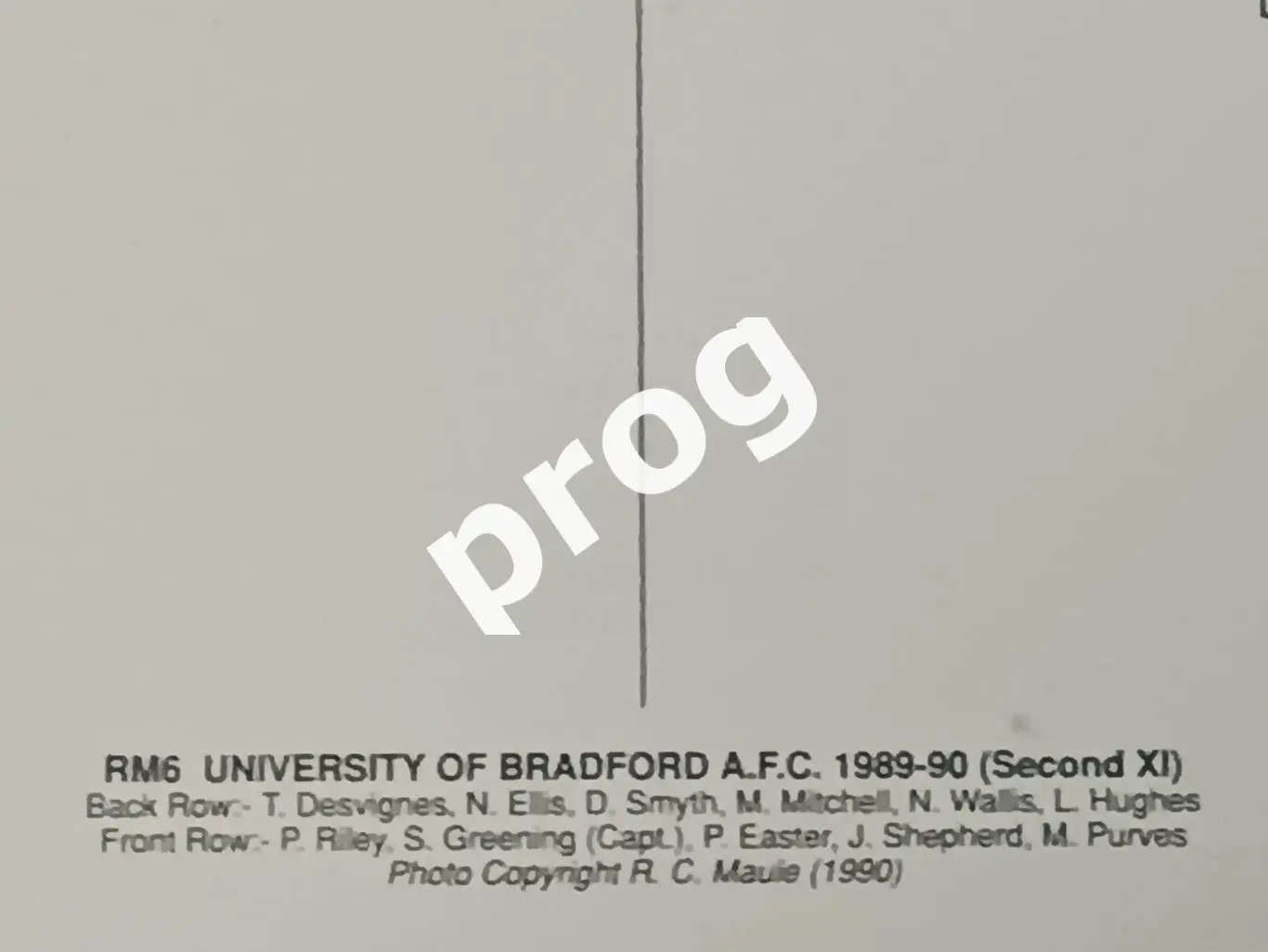 Открытка. Команда Брадфорд 1989 1
