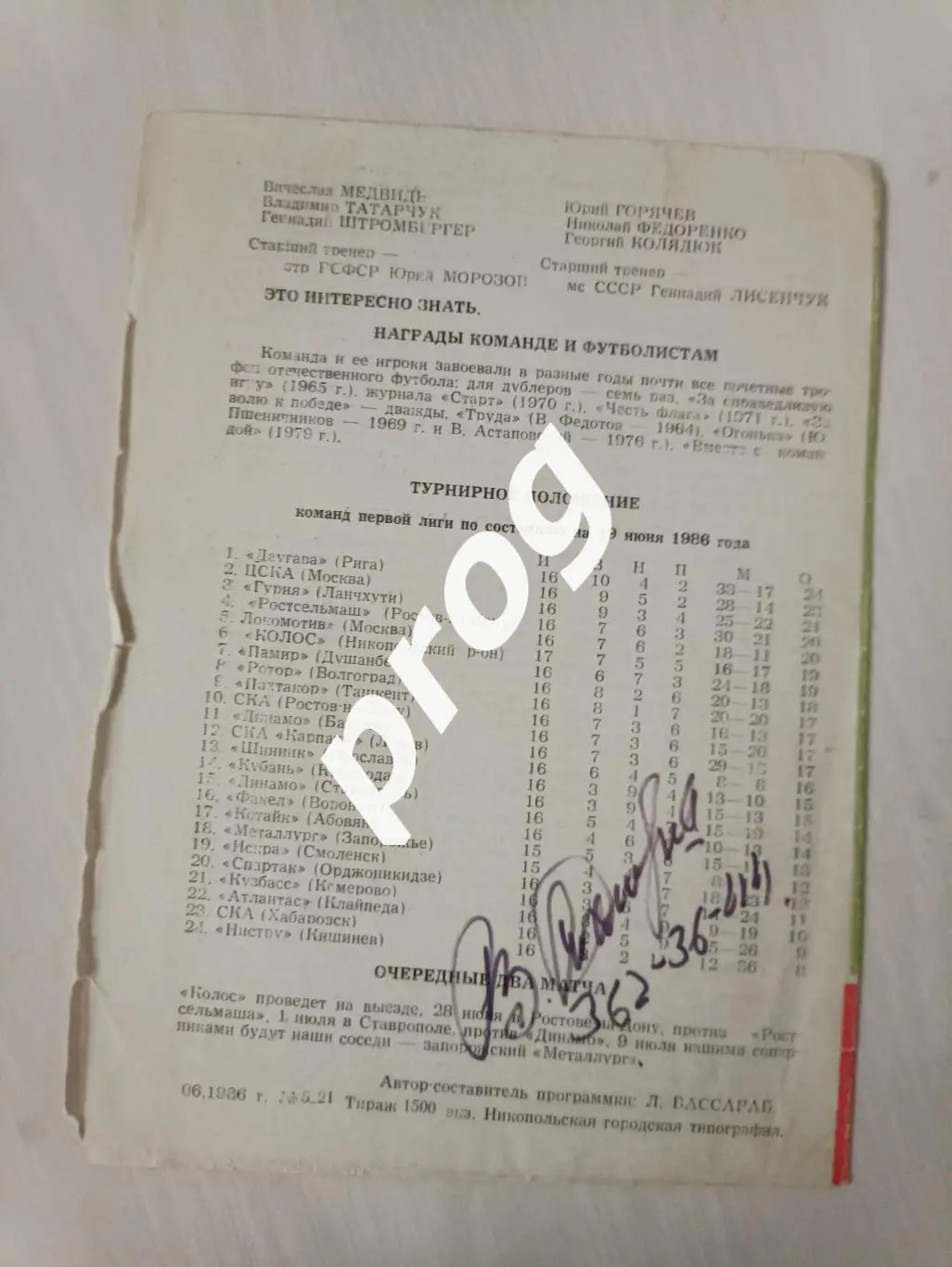 Колос Никополь - ЦСКА Москва 1986 1