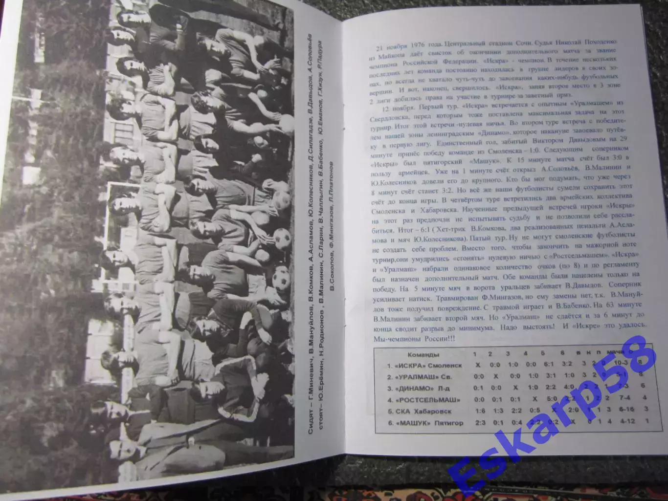 Искра. Смоленск. 50 лет. победы. в.чемпионате. России. 1