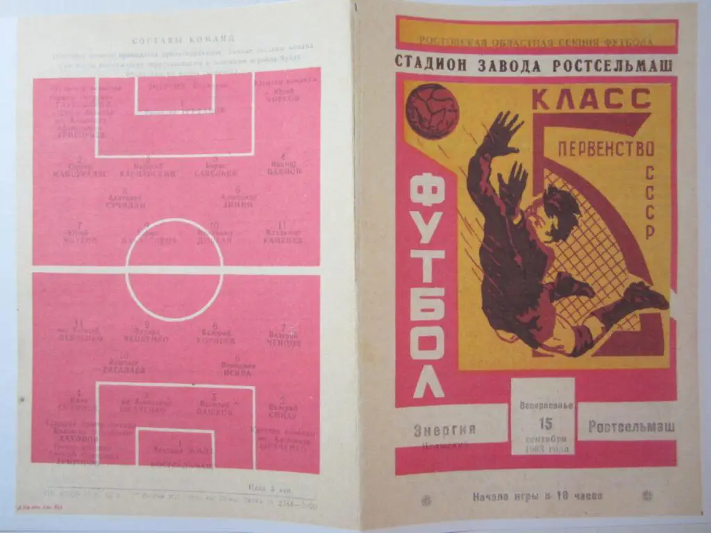 1963.Класс Б. Ростсельмаш-Энергия Волжский