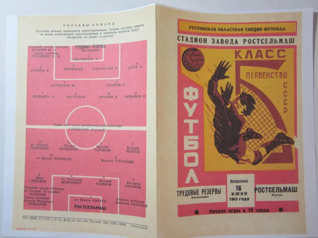 1963.Класс Б. Ростсельмаш-Трудовые резервы Кисловодск