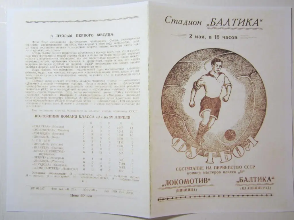 1958.Класс Б.Балтика Калининград-Локомотив Винница