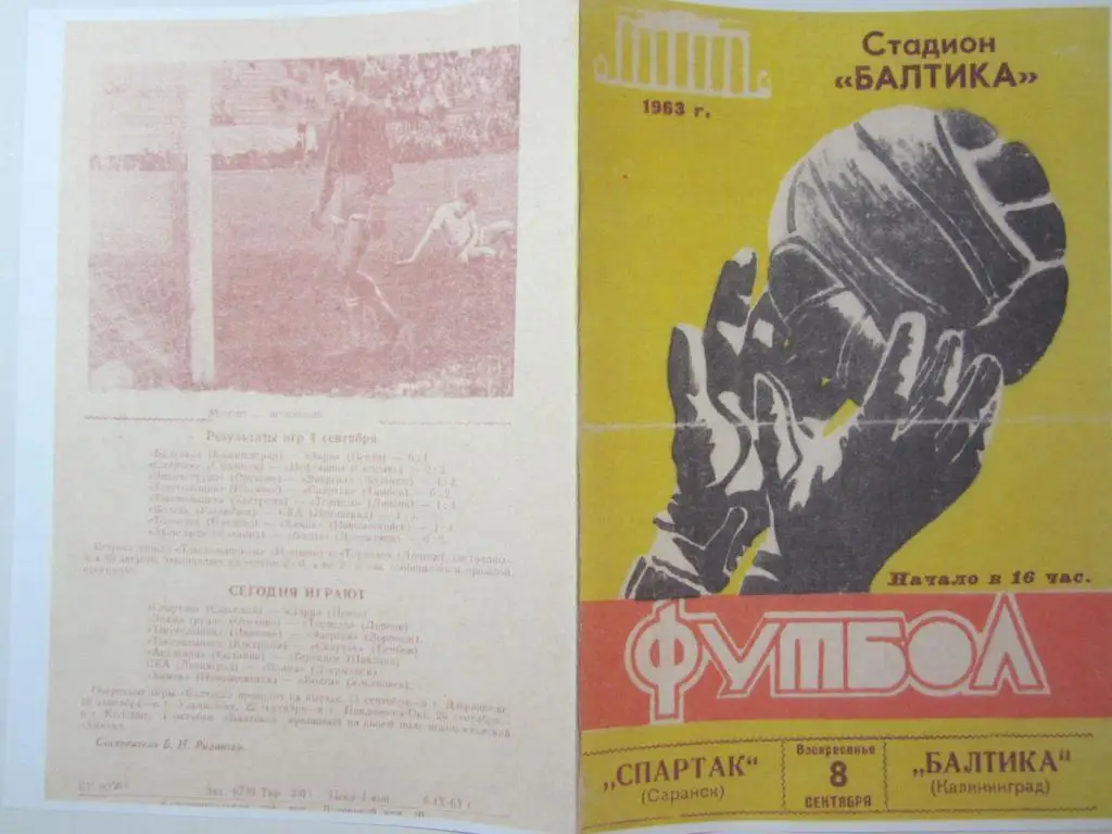 1963.Класс Б. Балтика Калининград-Спартак Саранск