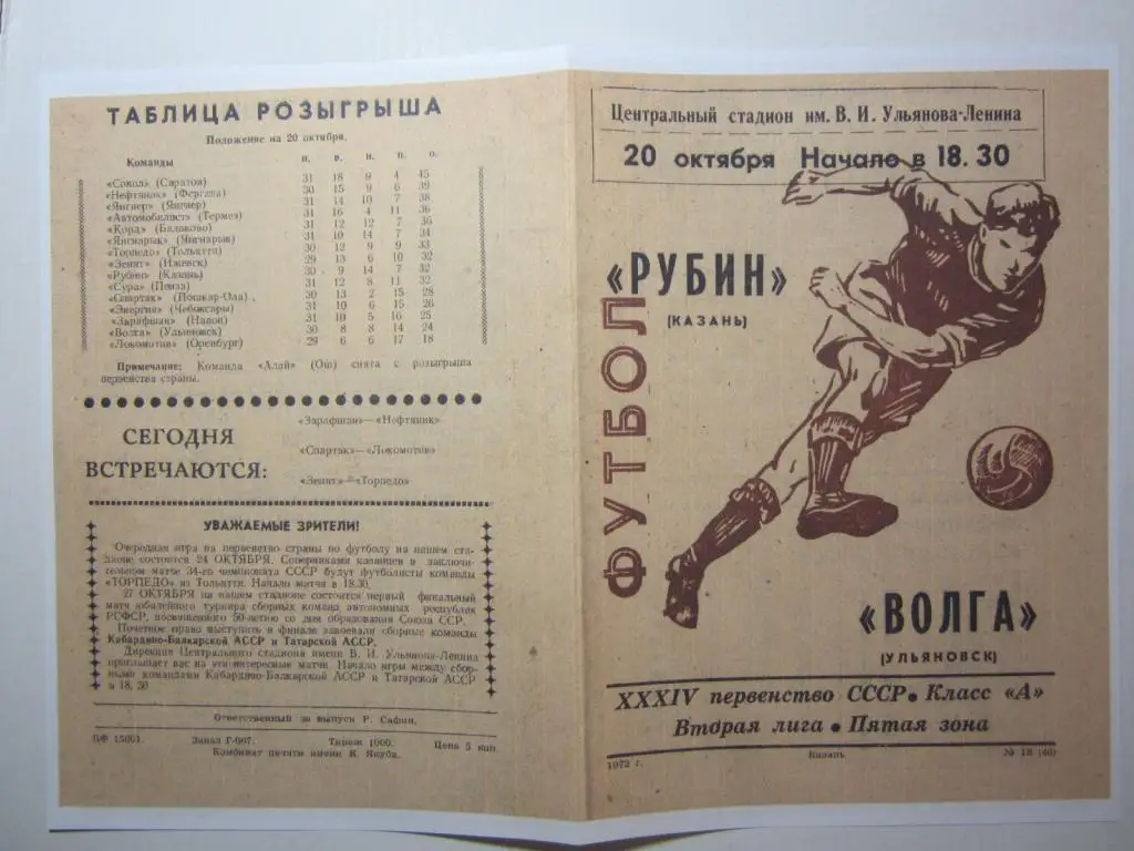 1972.Рубин Казань-Волга Ульяновск