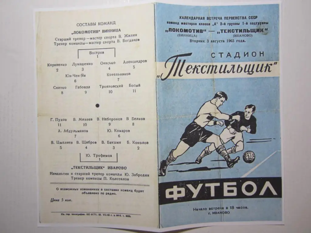 1965.Текстильщик Иваново-Локомотив Винница