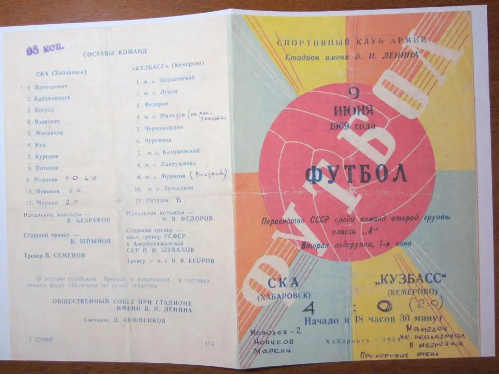1969.СКА Хабаровск-Кузбасс Кемерово
