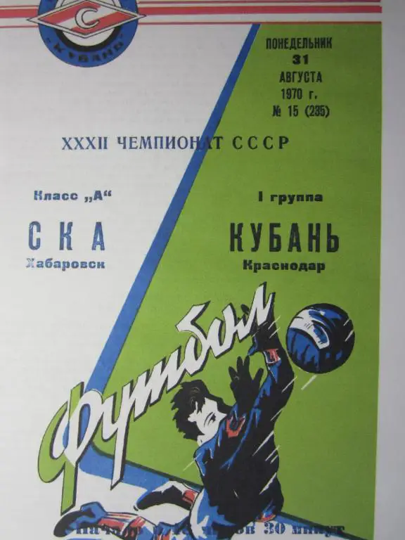 1970. Кубань Краснодар-СКА Хабаровск