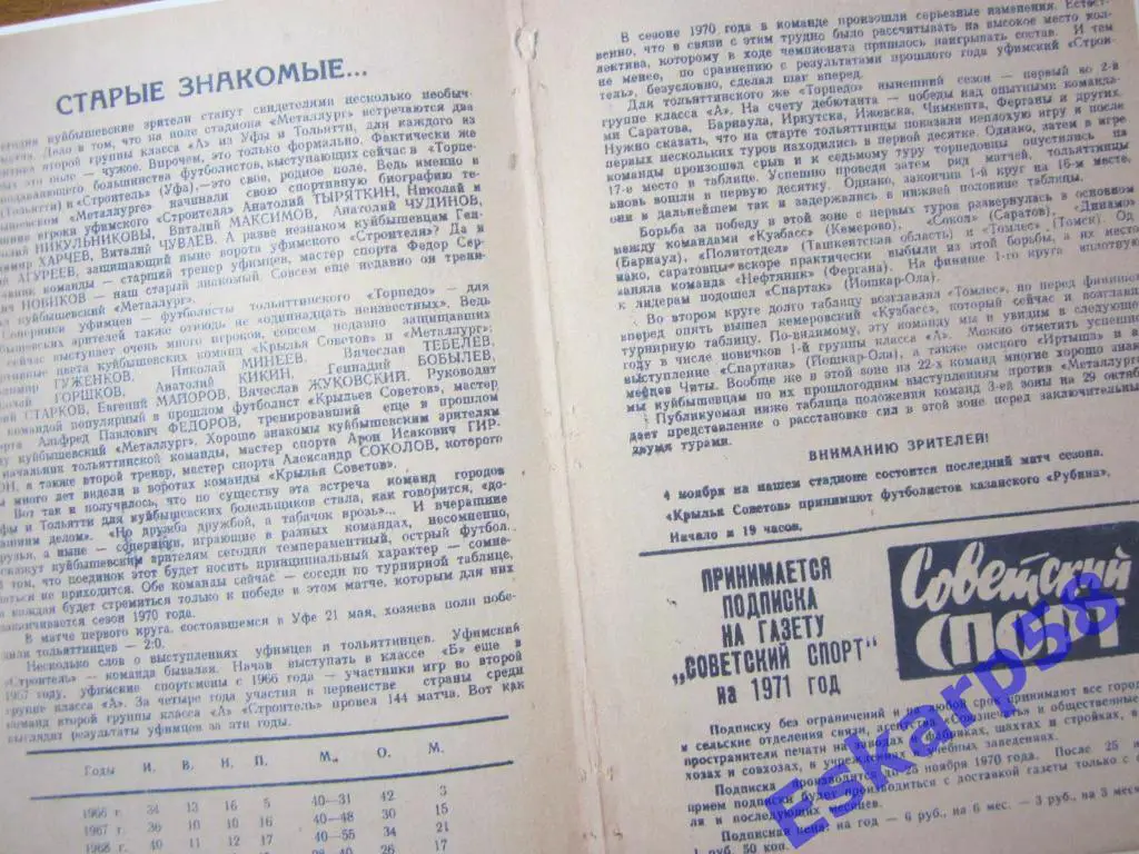 1970.Торпедо Тольятти-Строитель Уфа 1
