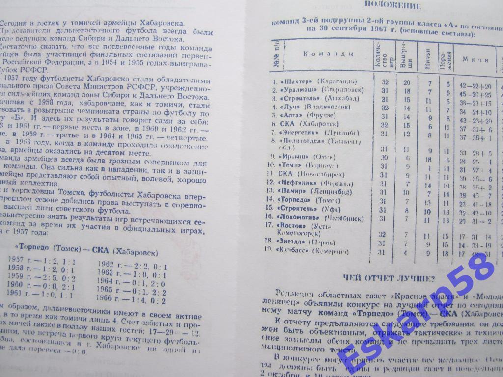 1967.Торпедо Томск-СКА Хабаровск 1