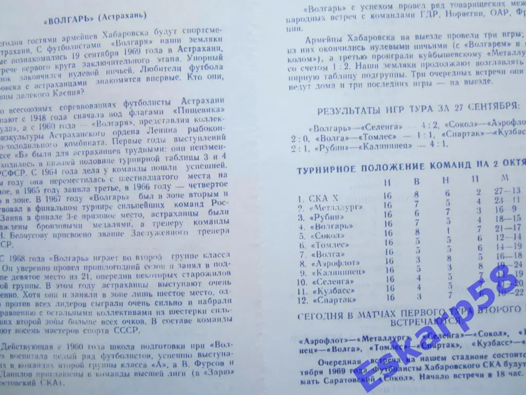 1969.СКА Хабаровск-Волгарь Астрахань 1