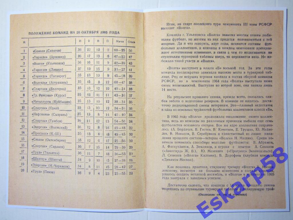 1965.Класс Б. Сокол Саратов-Волга Ульяновск 1