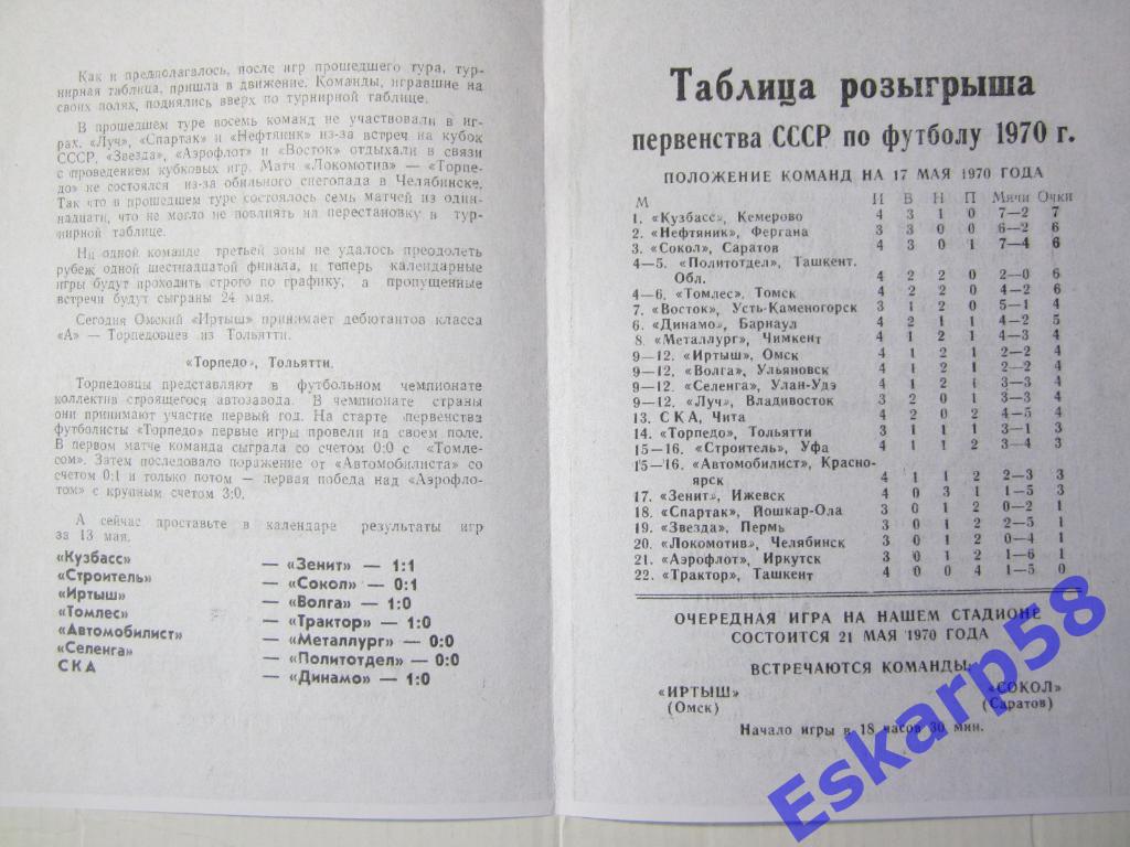 1970.Иртыш Омск-Торпедо Тольятти.Копия 1