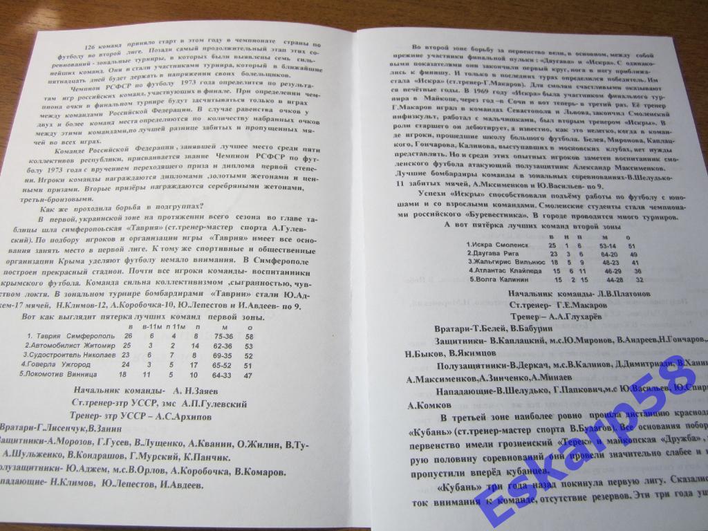 Финалпервенства СССР средикоманд 2 лиги. 1973 год. 2