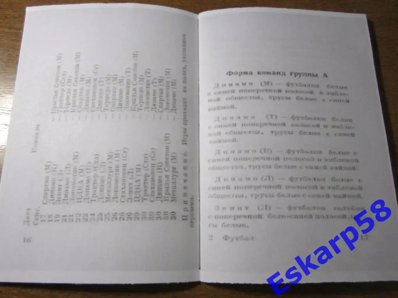 Футбол 1940.Группа А.Репринт 4