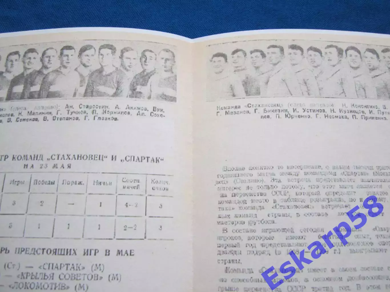 1940. Спартак. Москва - Стахановец. Сталино (Донецк) 1
