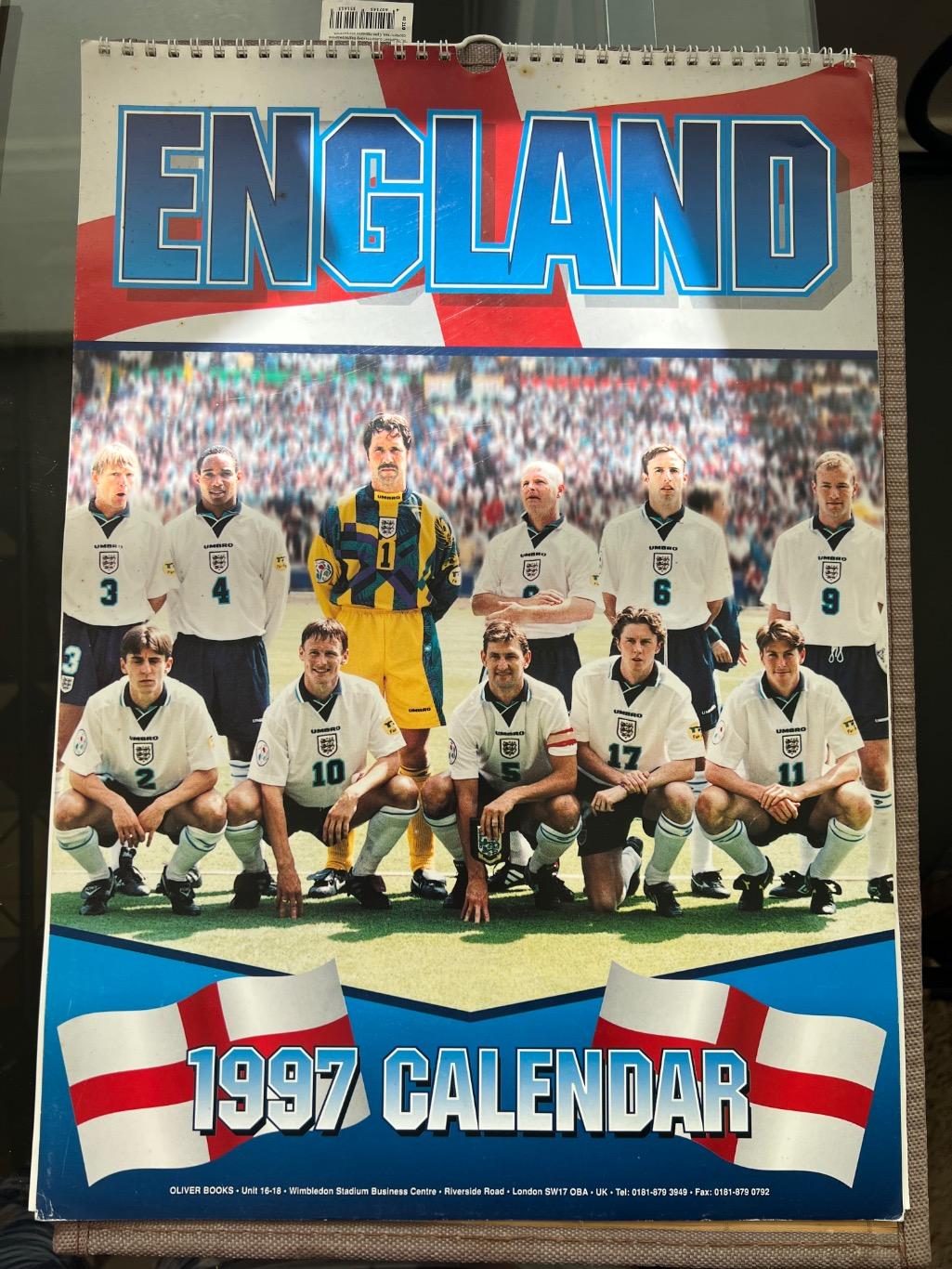 Календарь сборная Англии 1997