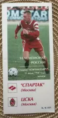 Спартак Москва - ЦСКА 11.06.1998 две обложки Фикс оригинал