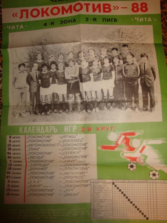 Локомотив (Чита) календарь игр 2 круг 1988