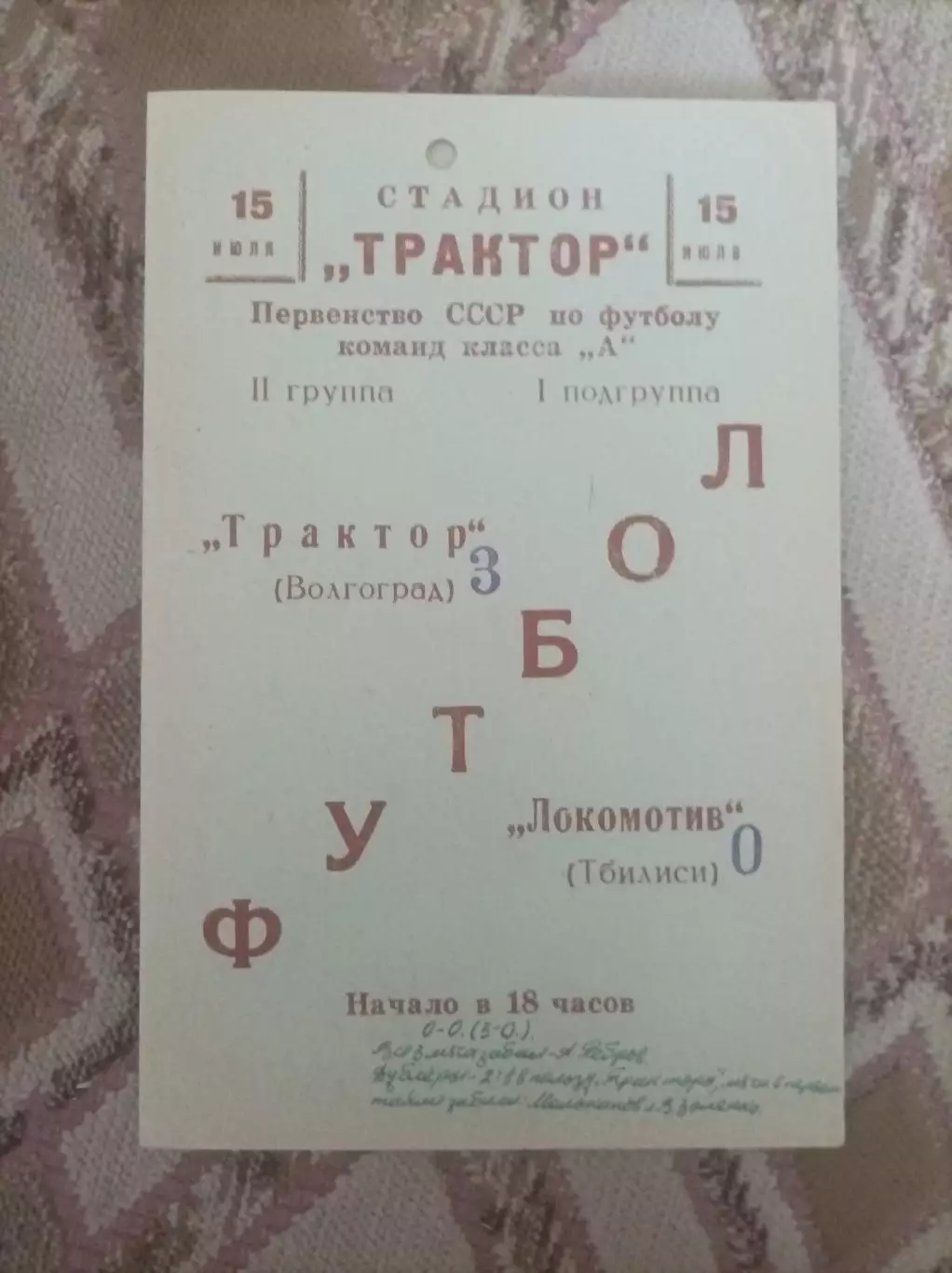 Трактор Волгоград - Локомотив Тбилиси 1966