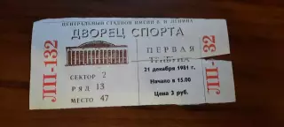 Билет. Финляндия - Швеция. Приз Известий. 21.12.1981 г.