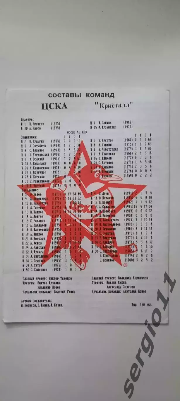 ЦСКА - Кристалл Электросталь 19.02.1995 г. 1