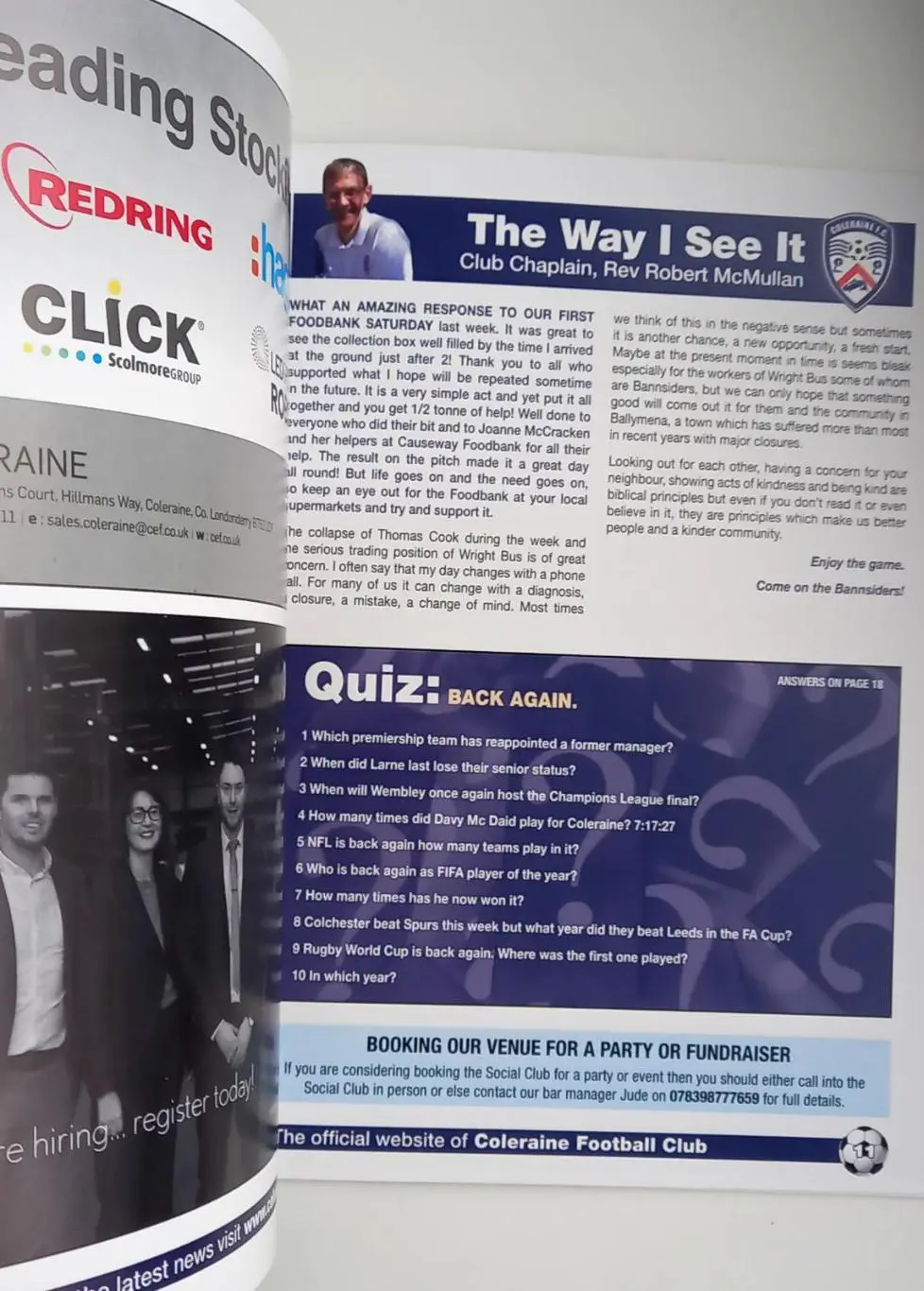 Програмка ФК Колрейн Ларн ФК 2019 1