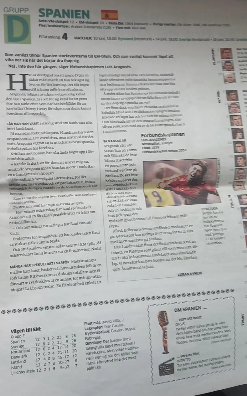 Программа ЕВРО 2008 Шведское издание 1