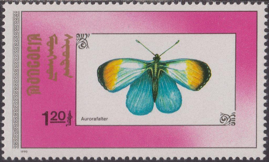 Монголия 1990 Бабочки №мих1 2190/6+бл156270руб 5