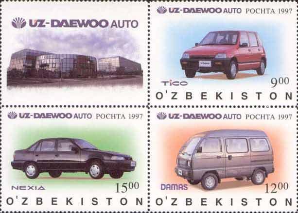 Узбекистан 1997 Автомобили №мих кв.блок 154/690руб